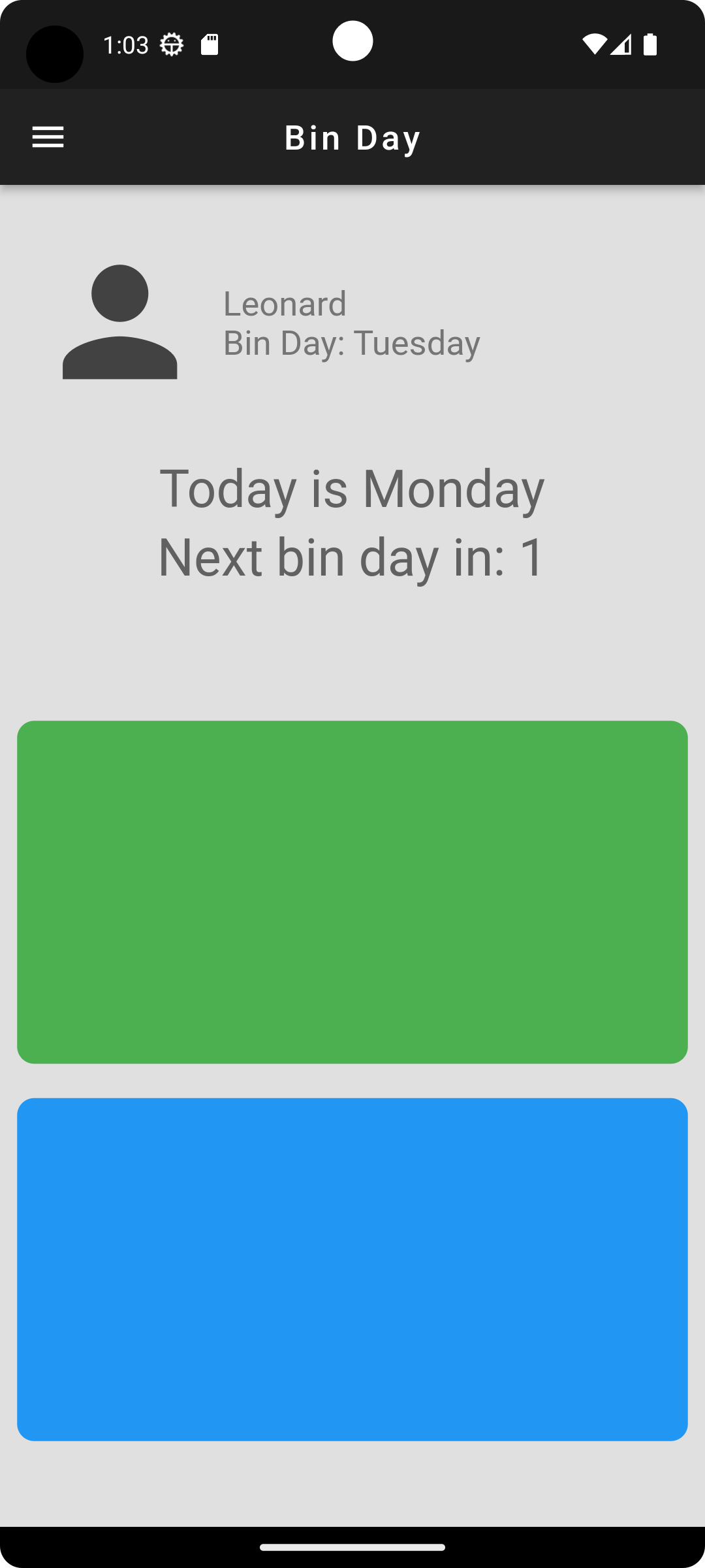 Bin Day Home Page